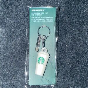 Starbucks White Cup Keychain with Silver Chain